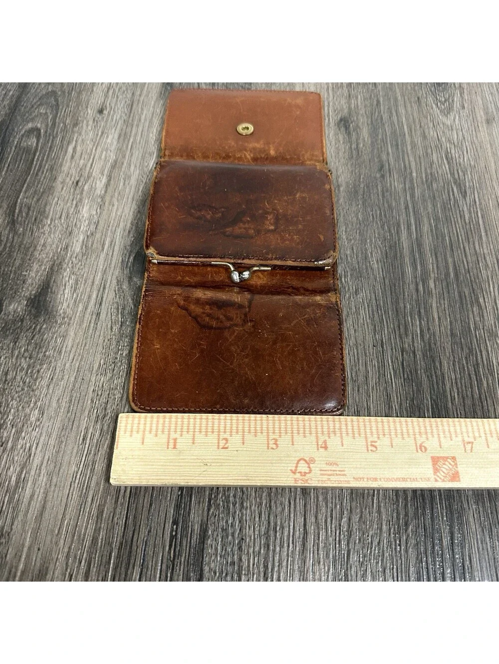 Coach Vintage Continental Leather Wallet Trifold Framed Kisslock British Tan